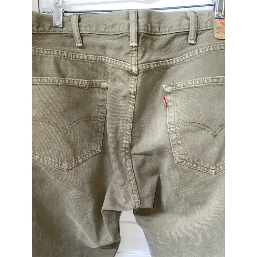 Levi's 501 Original Fit Jeans Mens Size 38x32 Olive Green Button Fly Denim